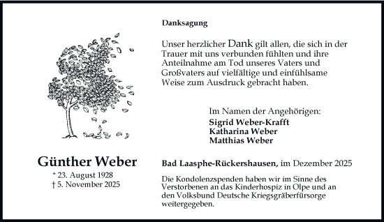 Traueranzeige von Günther Weber von Tageszeitung