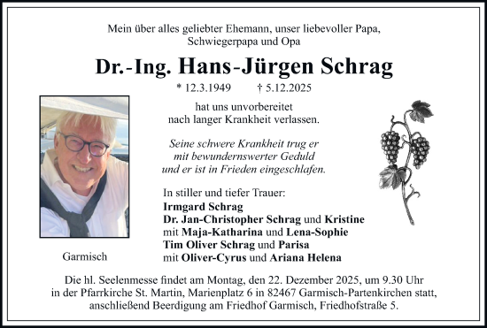 Traueranzeige von Hans-Jürgen Schrag von Tageszeitung