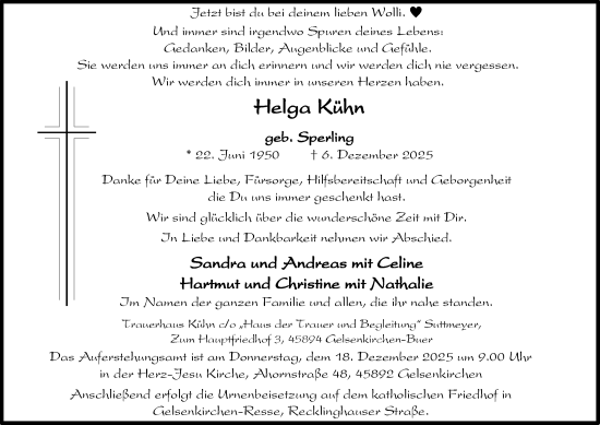Traueranzeige von Helga Kühn von Tageszeitung