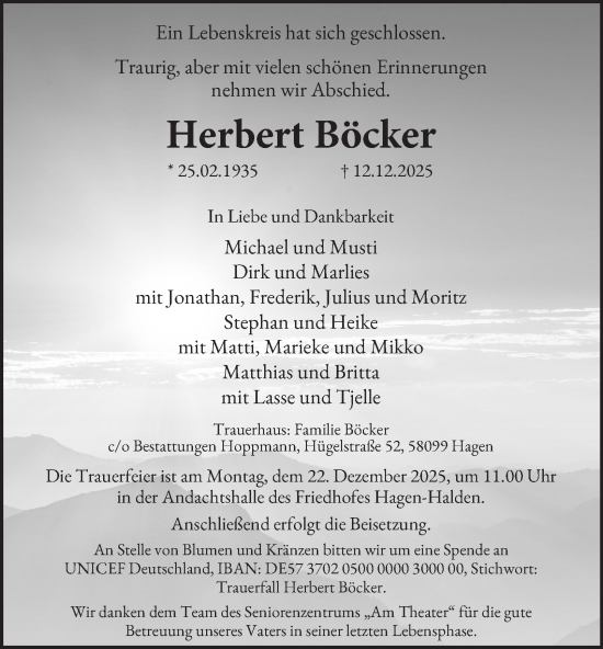 Traueranzeige von Herbert Böcker von Tageszeitung