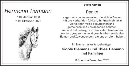 Traueranzeige von Hermann Tiemann von Tageszeitung