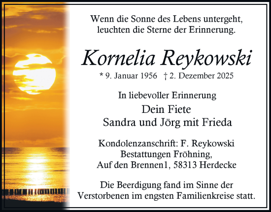 Traueranzeige von Kornelia Reykowski von Tageszeitung