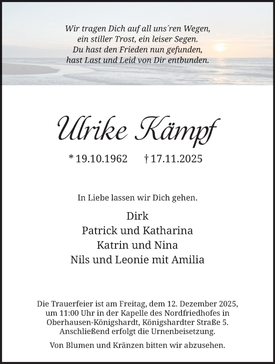 Traueranzeige von Ulrike Kämpf von Tageszeitung