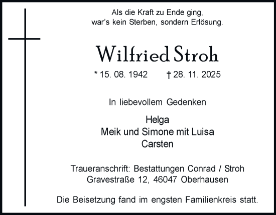 Traueranzeige von Wilfried Stroh von Tageszeitung