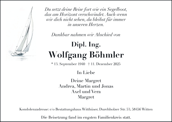 Traueranzeige von Wolfgang Böhmler von Tageszeitung