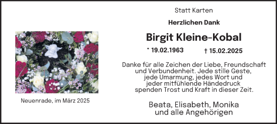 Traueranzeige von Birgit Kleine-Kobal von Tageszeitung
