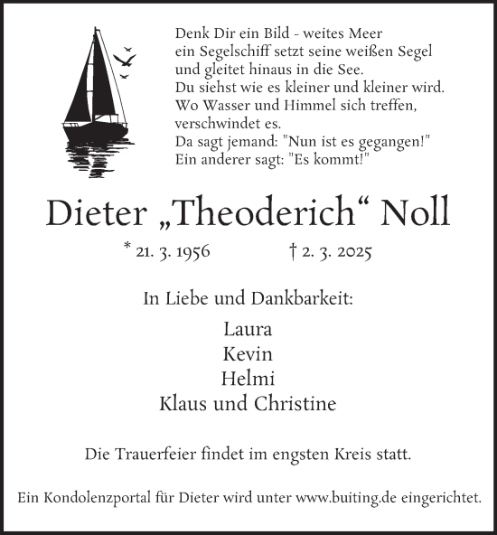 Traueranzeige von Dieter Noll von Tageszeitung
