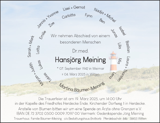 Traueranzeige von Hansjörg Meining von Tageszeitung