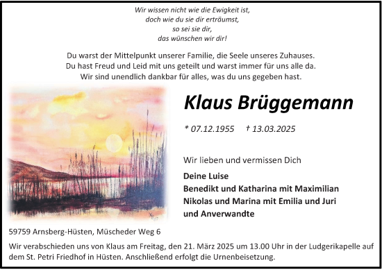 Traueranzeige von Klaus Brüggemann von Tageszeitung