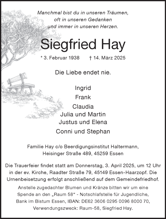 Traueranzeige von Siegfried Hay von Tageszeitung