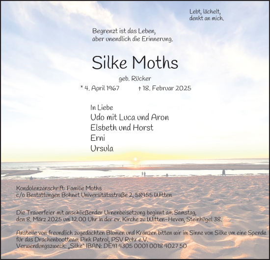 Traueranzeige von Silke Moths von Tageszeitung