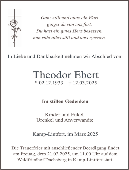 Traueranzeige von Theodor Ebert von Tageszeitung