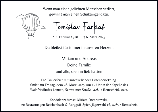 Traueranzeige von Tomislav Farkaš von Tageszeitung