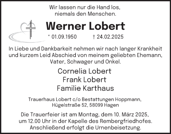 Traueranzeige von Werner Lobert von Tageszeitung