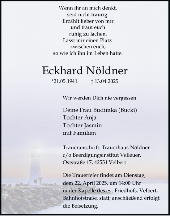 Traueranzeige von Eckhard Nöldner von Tageszeitung
