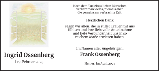 Traueranzeige von Ingrid Ossenberg von Tageszeitung