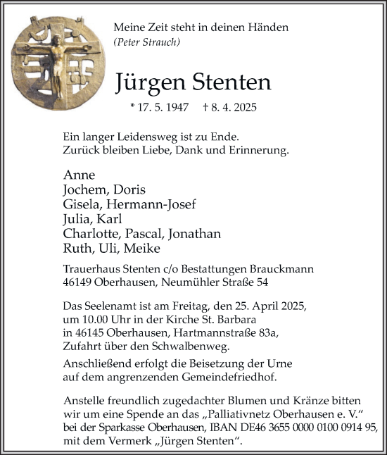 Traueranzeige von Jürgen Stenten von Tageszeitung