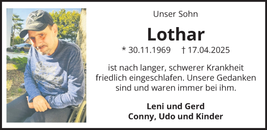 Traueranzeige von Lothar  von Tageszeitung