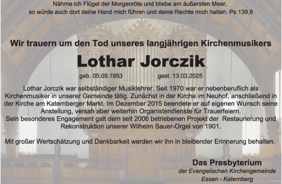 Traueranzeige von Lothar Jorczik von Tageszeitung