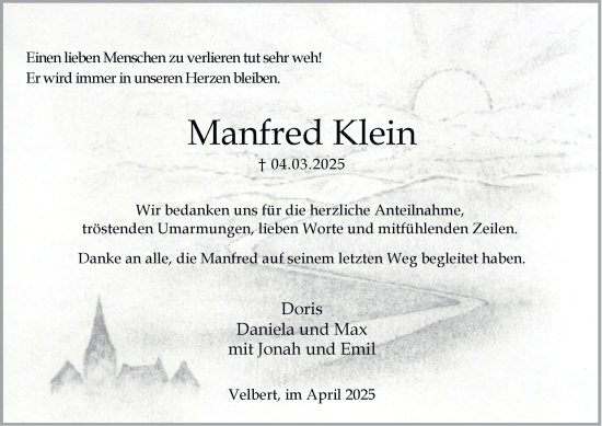 Traueranzeige von Manfred Klein von Tageszeitung