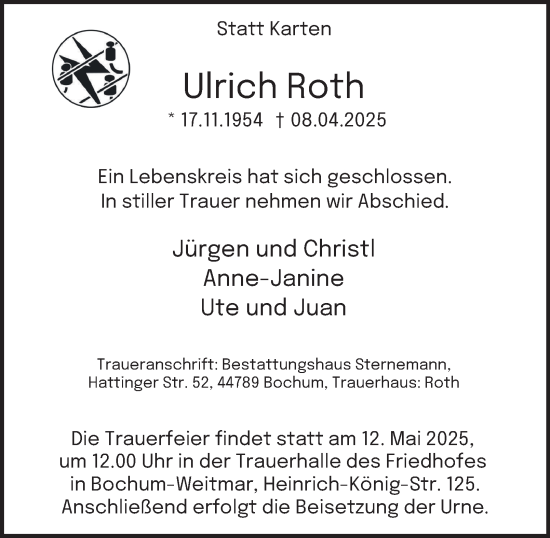 Traueranzeige von Ulrich Roth von Tageszeitung