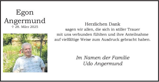 Traueranzeige von Egon Angermund von Tageszeitung