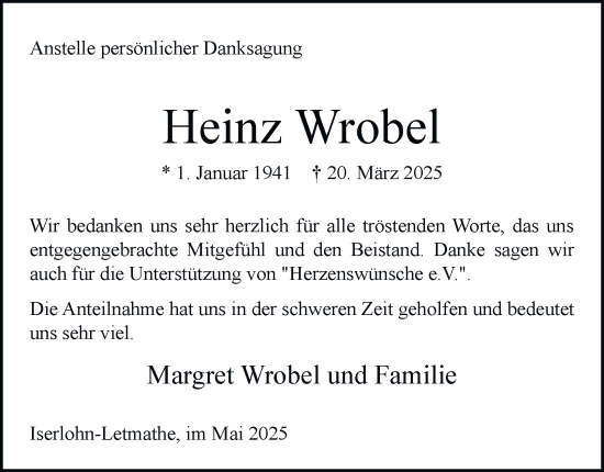Traueranzeige von Heinz Wrobel von Tageszeitung