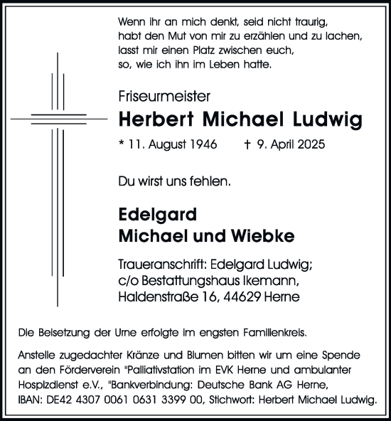 Traueranzeige von Herbert Michael Ludwig von Tageszeitung