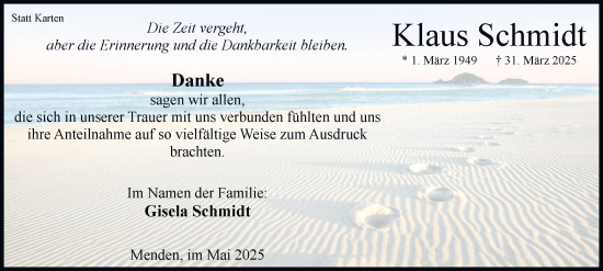 Traueranzeige von Klaus Schmidt von Tageszeitung