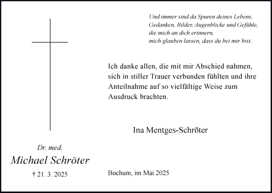 Traueranzeige von Michael Schröter von Tageszeitung