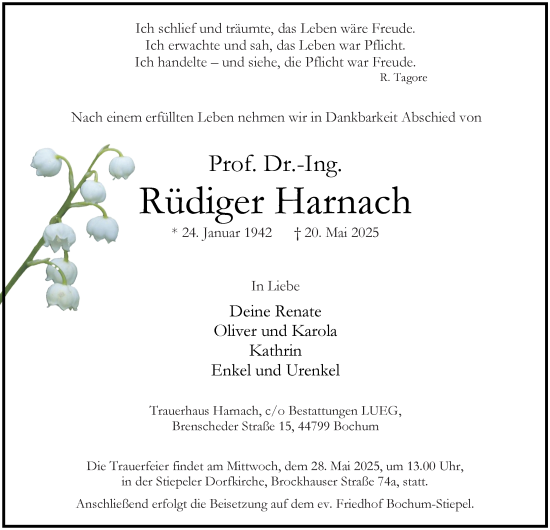 Traueranzeige von Rüdiger Harnach von Tageszeitung