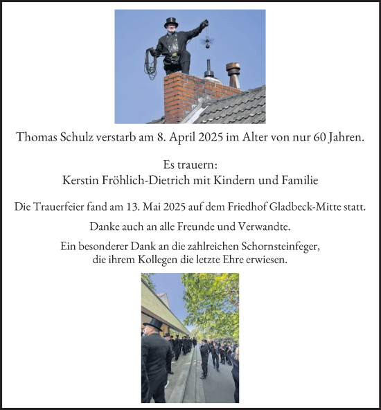 Traueranzeige von Thomas Schulz von Tageszeitung