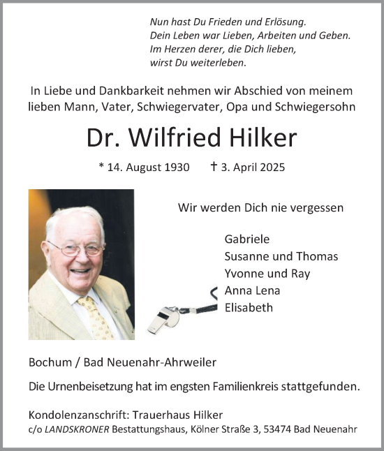 Traueranzeige von Wilfried Hilker von Tageszeitung