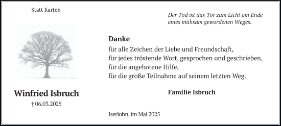 Traueranzeige von Winfried Isbruch von Tageszeitung