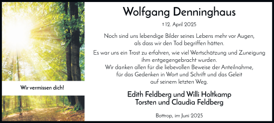 Traueranzeige von Wolfgang Denninghaus von Tageszeitung