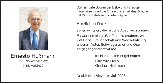 Traueranzeige von Ernesto Hußmann von Tageszeitung