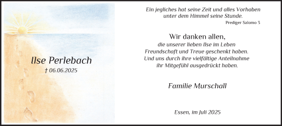 Traueranzeige von Ilse Perlebach von Tageszeitung