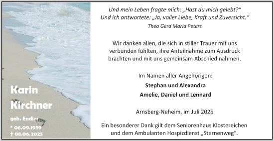Traueranzeige von Karin Kirchner von Tageszeitung