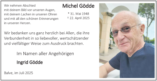 Traueranzeige von Michel Gödde von Tageszeitung