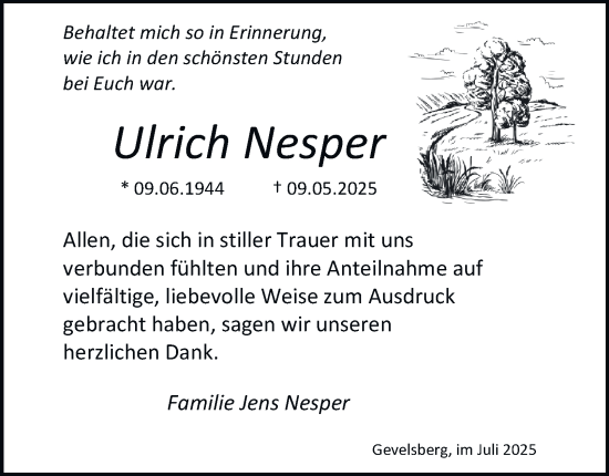 Traueranzeige von Ulrich Nesper von Tageszeitung