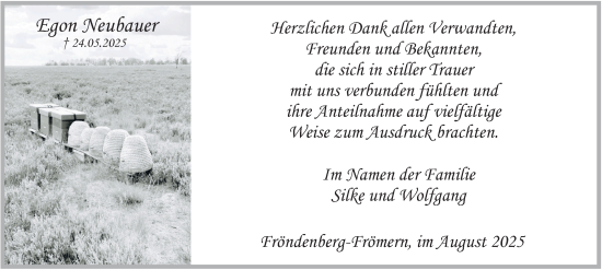 Traueranzeige von Egon Neubauer von Tageszeitung