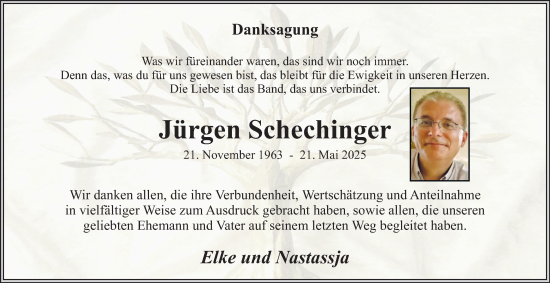 Traueranzeige von Jürgen Schechinger von Tageszeitung