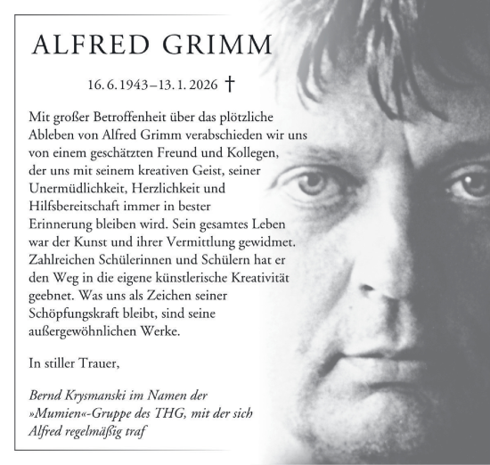 Traueranzeige von Alfred Grimm von Tageszeitung