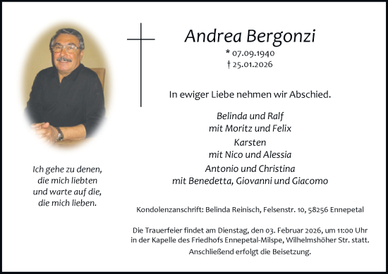 Traueranzeige von Andrea Bergonzi von Tageszeitung