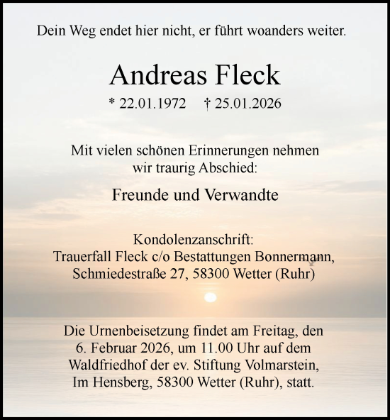 Traueranzeige von Andreas Fleck von Tageszeitung
