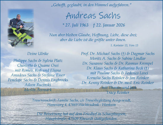 Traueranzeige von Andreas Sachs von Tageszeitung