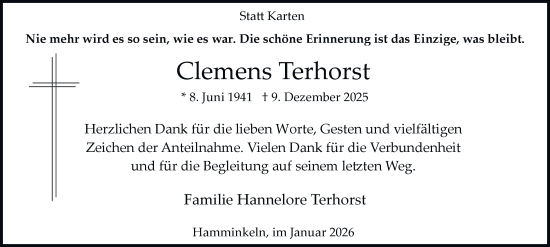 Traueranzeige von Clemens Terhorst von Tageszeitung