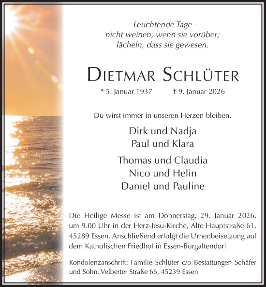 Traueranzeige von Dietmar Schlüter von Tageszeitung