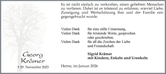 Traueranzeige von Georg Krämer von Tageszeitung