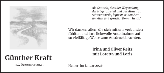 Traueranzeige von Günther Kraft von Tageszeitung